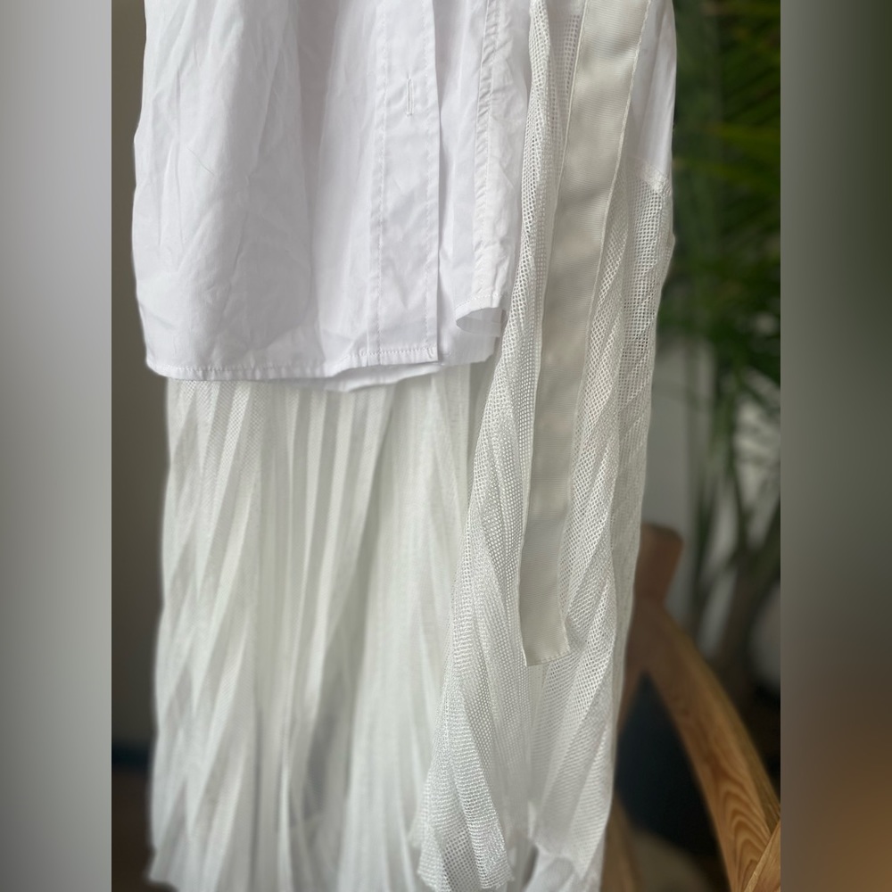 ShirtDress With Sheer Layer in White - Picture 10 of 16